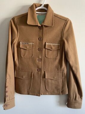 EUC Vintage Women’s Lifetime Collective Tan Wool Tailored Utility Jacket Small